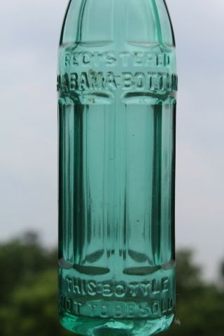 Alabama Bottling Co.  Green Art Deco Embossed Bottle Birmingham Ala Al Rare 7 1/2