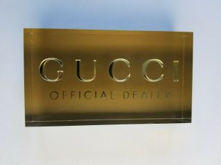 Gucci Official Dealer Logo Plaque In Gold Plexiglass