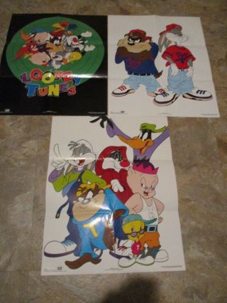 Set Of 3 Different Vintage 1993 Looney Tunes Posters Bugs Bunny Taz