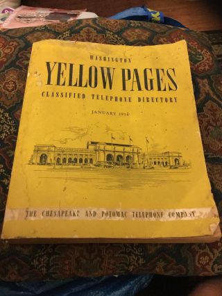 1954 Washington D.  C.  C & P Yellow Pages Telephone Book Directory Old Advertising