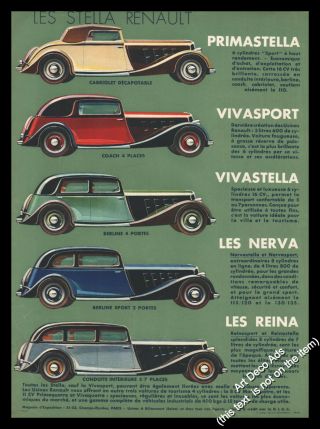 1934 Renault The Stella Renault Vintage Print Ad Z1
