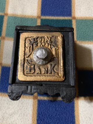 Antique Cast Iron Safe Coin Deposit Bank Combination Lock.