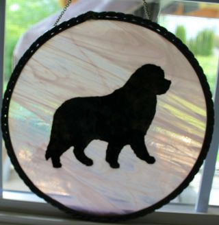 Newfoundland Dog Stained Glass