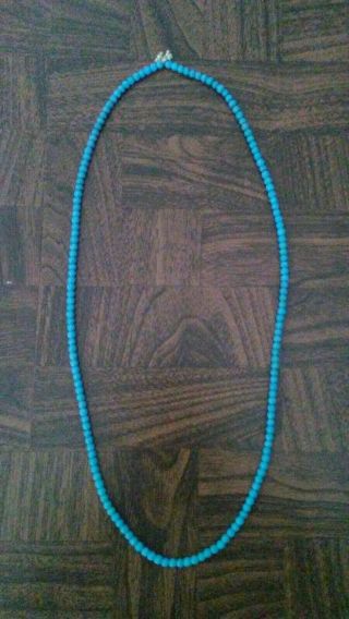 Antique 169 Hand Blown Blue Glass Padre Trade Bead Necklace.