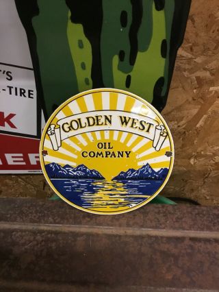 Vintage Golden West Oil Company Porcelain Metal Gas Oil Sign