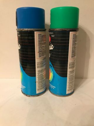 Vintage Krylon Kalifornia Kolors Spray Paint Cans Baja Blue & Gardena Green 2