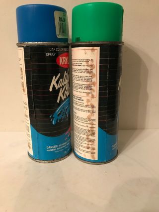 Vintage Krylon Kalifornia Kolors Spray Paint Cans Baja Blue & Gardena Green 4