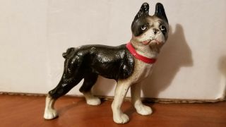Vintage/antique Black & White Metal French Bulldog/boston Terrier? Figurine Dog