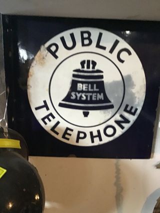 Vintage Bell Systems Sign,  Porcelain,  Double - Sided