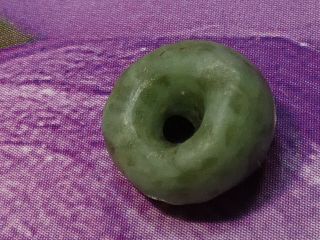 Ancient Pre - Columbian Mesoamerican Green Jade Necklace Bead 9.  6 By 6 Mm