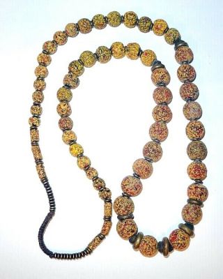 Antique European Made Yellow Crumb Beads - From The African Trade - 36 Inches