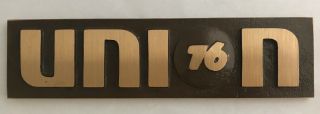 Vintage Union 76 Brass Sign - 8” Long,  2 1/8” Wide,  1/4” Thick - Heavy