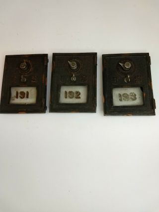 3 Vintage Post Office Box Doors With Combination Locks Sequence In Order