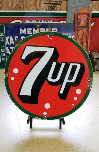 7up Porcelain Sign Vintage Pepsi Co 5 Cent Vending Machine Soda Fountain Display