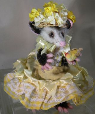 Beak Street Handmade Faux/ Fur Yellow Springpossum Doll Collectible