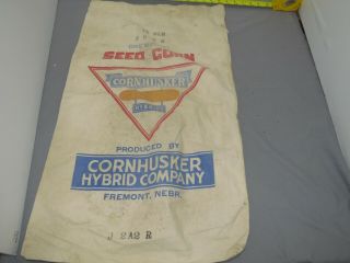 Vintage Cornhusker Hybrid Seed Corn Sack Bag Fremont Nebraska Rare