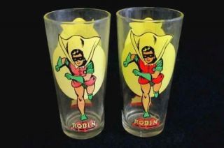 2 Vintage 1976 Robin Pepsi Drinking Glass Tumbler Series Dc Comics