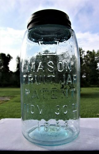 Bubbly Quart Fruit Jar (keystone) Mason Fruit Jar Patent Nov 30th 1858