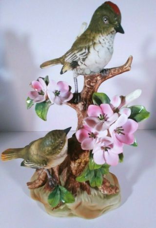 Ethan Allen Interiors Porcelain Bird Flower Figurine House Finch Cherry Blossom