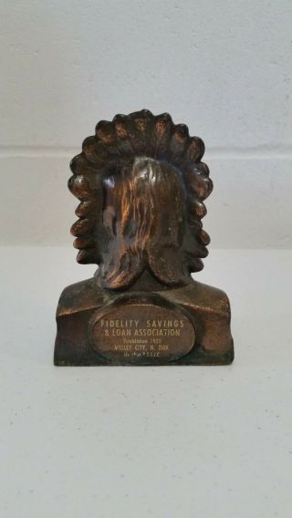 Vintage Banthrico Inc.  Indian Chief Coin Operated Metal Bank Nd Usa