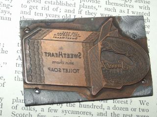 Old Antique - Vintage Sweetheart Soap Letterpress Wood Printer Block (k8)