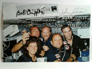 Bob Crippen & John Fabian Hand Signed Autograph 4x6 Photo - Nasa Astronaut
