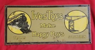 Ives Toys Train Railroad Porcelain Gas Sign.