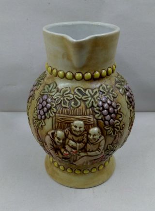 Porcelain Monks Wine or Beer Pitcher,  Made Brazil by Ceramarte 6 1/2 