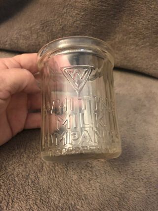 Vintage Whiting Milk Company 1/2 Pint Cottage Cheese Or Sour Cream Glass Jar