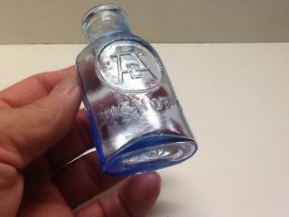 Small Antique Corn Flower Blue Bishop ' s Cork Top Medicine Bottle. 2