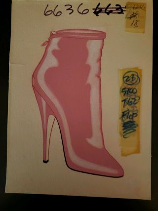 Orig Concept Art W/markups - Advertising - Fashion Shoes - Pink High Heel Ankle Boot