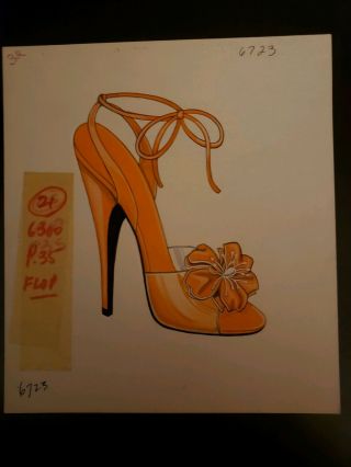 Orig Concept Art W/markups - Advertising - Fashion Shoes - Orange Flower Stiletto