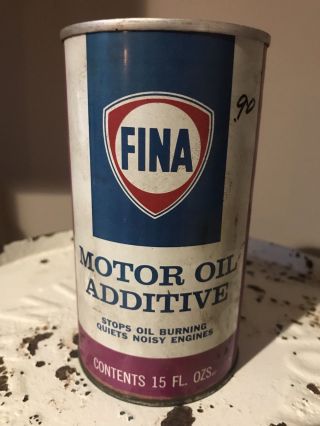 Very Rare Fina Motor Oil Additive 15 Oz Tin Can Sign Pull Top Metal Full