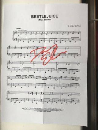 Danny Elfman Hand Signed Autograph - Music Sheet ‘beetlejuice’