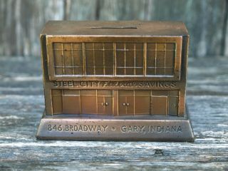 Vintage Steel City Federal Savings Insured Bank Brass Gary,  Indiana