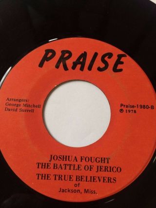 Black Gospel 45/ The True Believers " Joshua Fought The Battle.  " Hear
