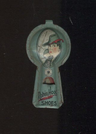 Tin Litho Toy Whistle Advertising Robin Hood Shoes,  None So Good As Robin Hood
