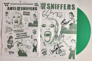 Amyl And The Sniffers - Ltd Ed Green Hand Signed Record Autographed,  Gig Poster