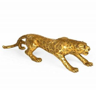 Brass Wild Animals Leopard Figurine Animal Statue Decoration