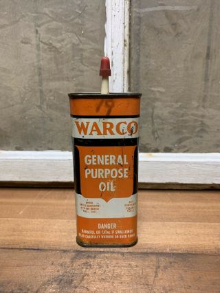 Vintage Warco General Purpose Oil Tin Handy Oiler Can Old Gas Oil 1/4 Pint