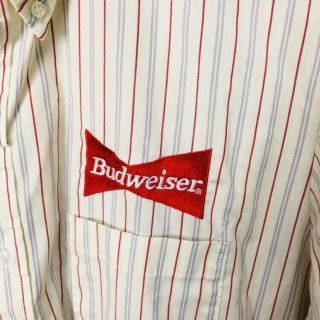 Vintage Budweiser Beer Advertising Delivery Work Shirt Uniform Riverside Large 3