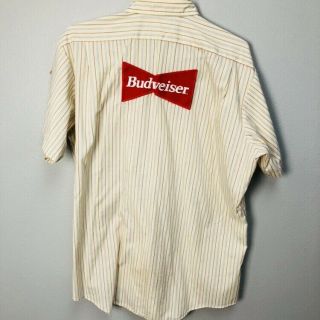 Vintage Budweiser Beer Advertising Delivery Work Shirt Uniform Riverside Large 6