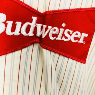 Vintage Budweiser Beer Advertising Delivery Work Shirt Uniform Riverside Large 7