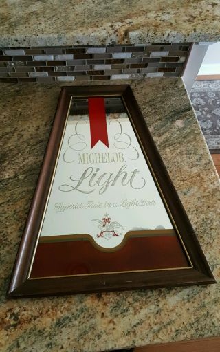 70s Michelob Light Bar Beer Wood Mirror Sign Ad Antique Old Vtg Display Alcohol