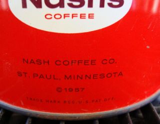 Vintage Nash ' s Coffee Tin 1957 Regular Grind 5