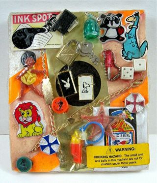 Ink Spot Lighters Toys Charms Prizes Old Gumball Vend Machine Display Card 128