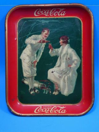 Antique Coca - Cola Tray 1926 Golf Golfers Authentic Coke Metal Tray