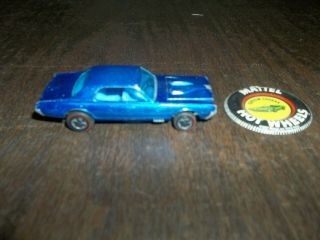 Vintage 1967 Hot Wheels Red Line Custom Cougar With Tin Button Blue