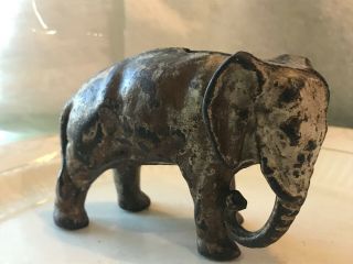 1920’s Antique Solid Cast Iron Elephant Still Bank With Trunk Down