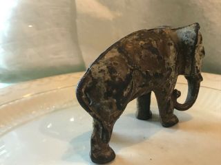 1920’s Antique Solid Cast Iron Elephant Still Bank with Trunk Down 4
